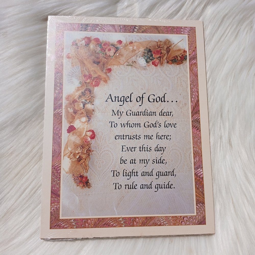 Vintage Angel of God Poem Cherub Wall Hanging Plaque Cherubs Decor Decoration